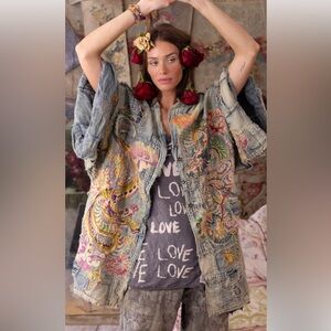 Magnolia Pearl Dragon Embroidered Kimono #1156 NWT